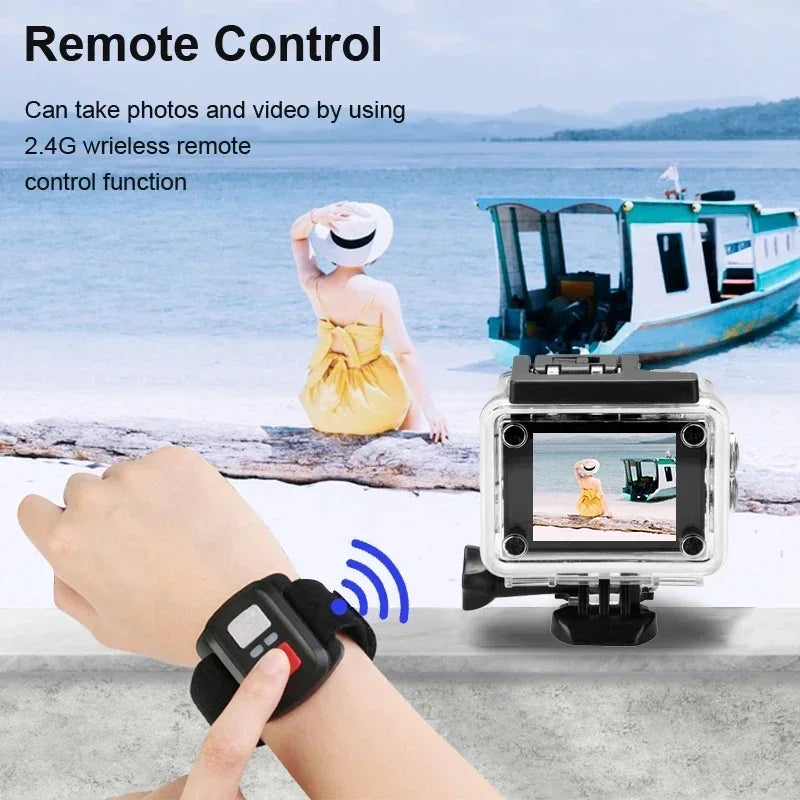 4K Sports Action Camera 30M Waterproof Black