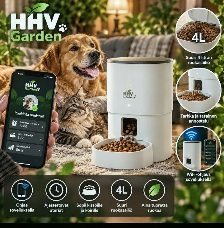 HHV Garden Smart WiFi Cat Feeder 4 L – valkoinen
