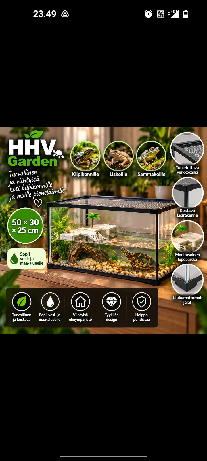 HHV Garden TurtleHome 50 – terraario 50 × 30 × 25 cm